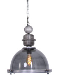 Lampe pendante industrielle en verre fumé Steinhauer Bikkel couleur grise-1452GR