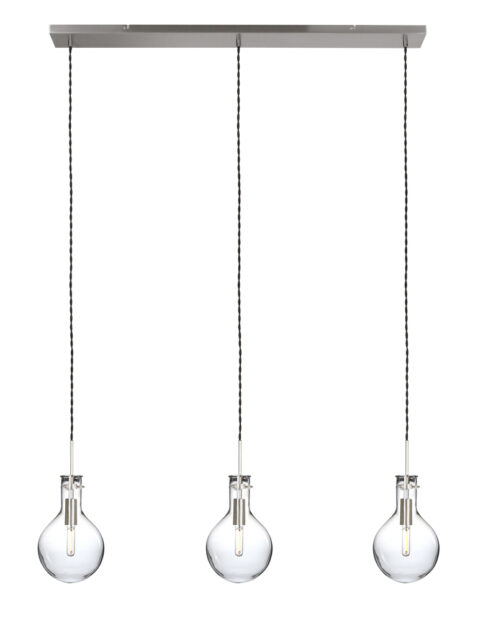 Cette suspension à trois lampes ampoules en verre Steinhauer Elegance LED acier-1892ST