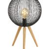 Lampe sur trépied avec abat-jour fil de fer Sputnik Anne Lighting noir et bois-2708ZW