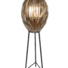 Lampe sur pied avec abat-jour panier Kyomi Light & Living noir et or-2832BR