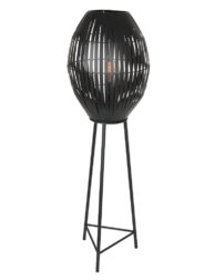 Lampe sur pied avec abat-jour panier Kyomi Light & Living noir-2833ZW