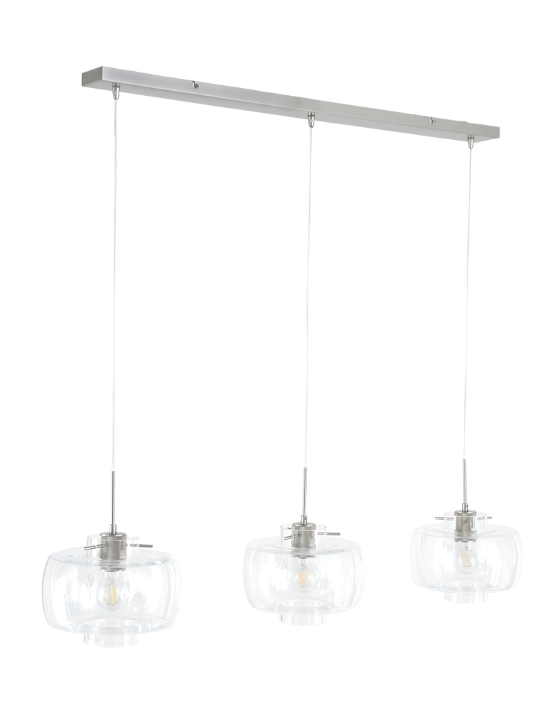 Suspension de table à trois lumières Steinhauer Glass acier – Image 2