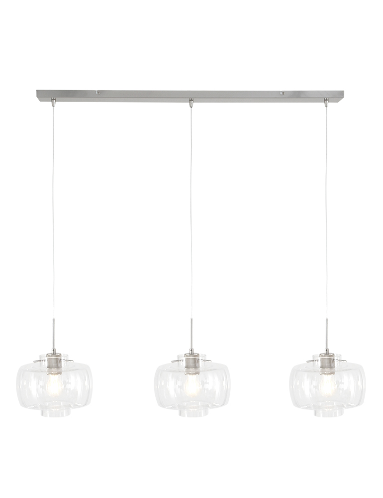 Suspension de table à trois lumières Steinhauer Glass acier-9311ST