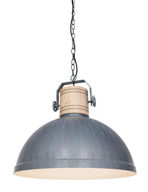 Lampe de table industrielle avec tige en bois gris-3000GR