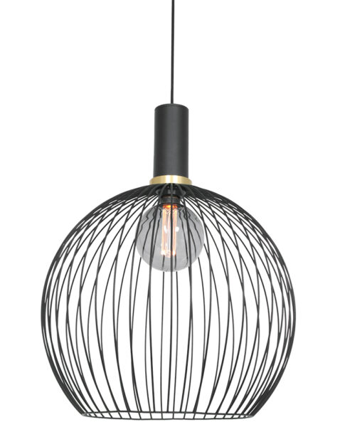 Lampe boule en fil de fer avec détails dorés noir-3068ZW