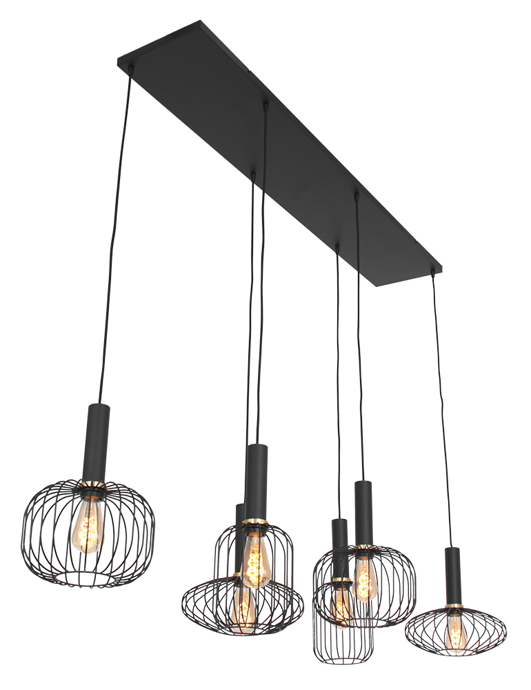 Lampe de table à manger en fil de fer ludique à six lumières Mexlite Aureole noir – Image 10