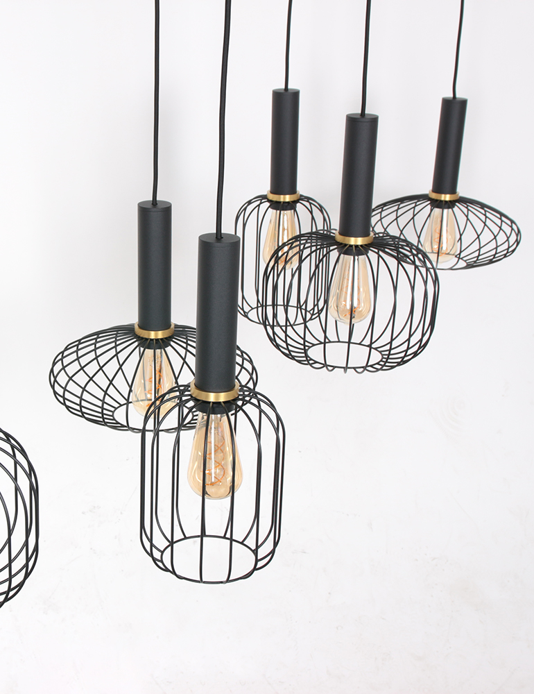 Lampe de table à manger en fil de fer ludique à six lumières Mexlite Aureole noir – Image 11