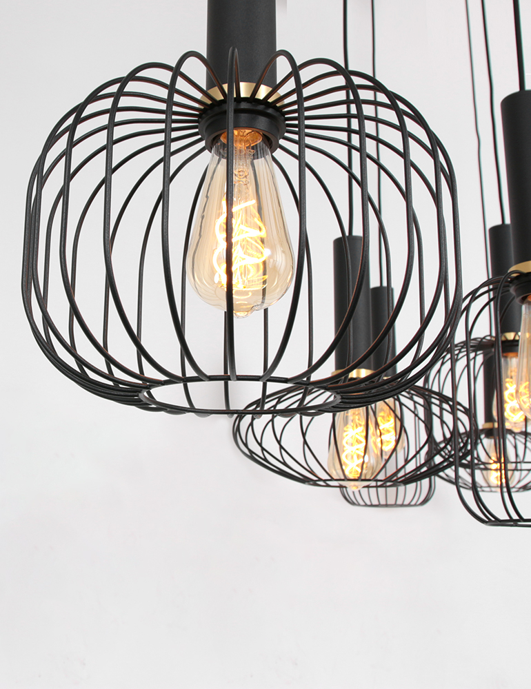 Lampe de table à manger en fil de fer ludique à six lumières Mexlite Aureole noir – Image 12