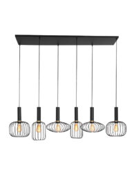 Lampe de table à manger en fil de fer ludique à six lumières noir-3072ZW