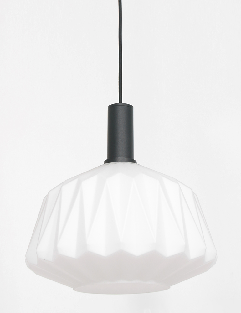 Suspension avec abat-jour en verre Steinhauer Verre Nervuré noir – Image 8