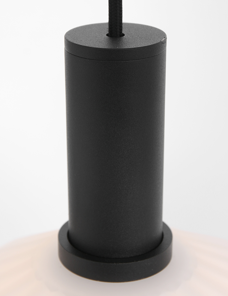 Suspension avec abat-jour en verre Steinhauer Verre Nervuré noir – Image 4