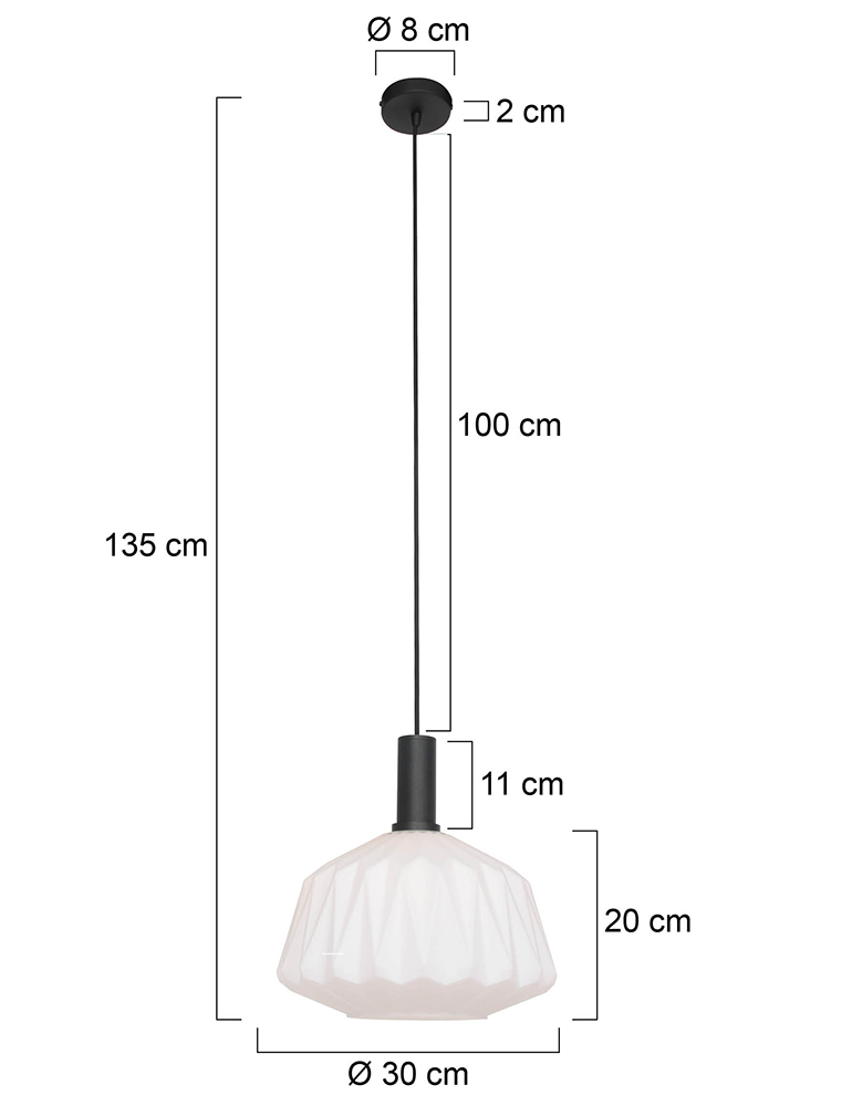 Suspension avec abat-jour en verre Steinhauer Verre Nervuré noir – Image 6