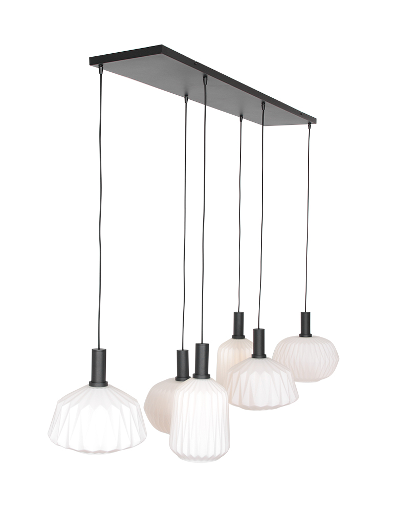 Lampe de table à manger origami verre à six lumières Steinhauer lointain nervuré noir – Image 2