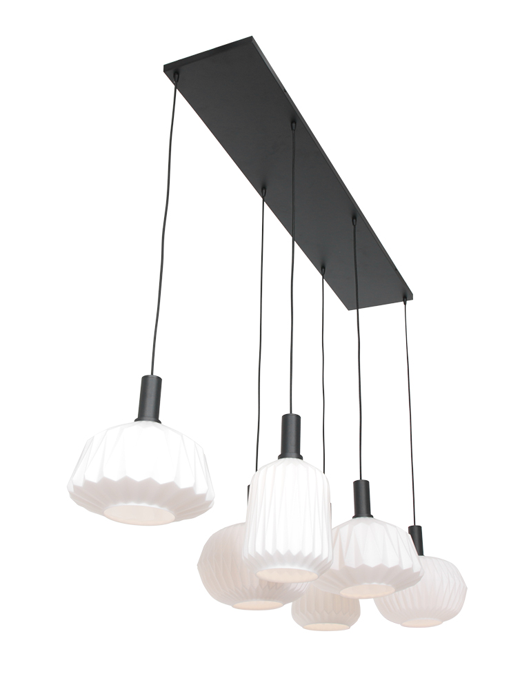 Lampe de table à manger origami verre à six lumières Steinhauer lointain nervuré noir – Image 9