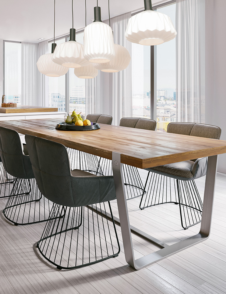 Lampe de table à manger origami verre à six lumières Steinhauer lointain nervuré noir – Image 3