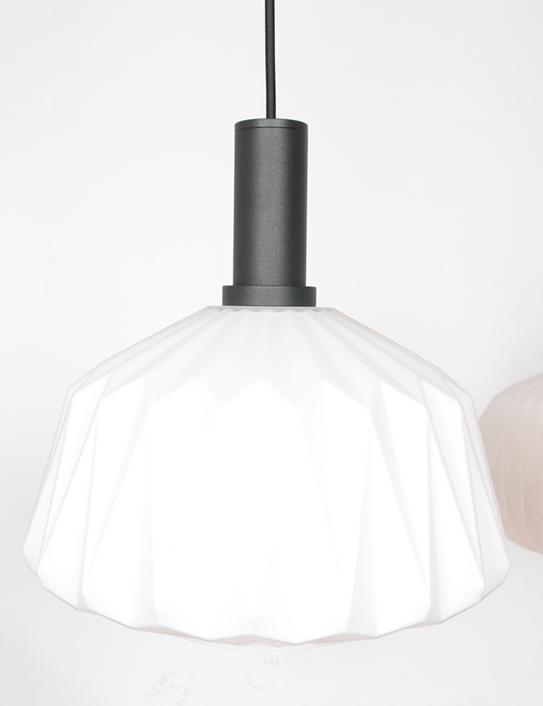 Lampe de table à manger origami verre à six lumières Steinhauer lointain nervuré noir – Image 5