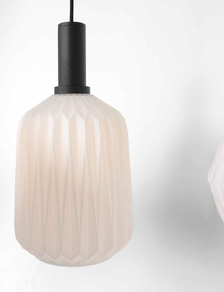 Lampe de table à manger origami verre à six lumières Steinhauer lointain nervuré noir – Image 6