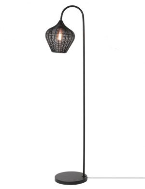 Lampadaire abat-jour en fil noir-3247ZW