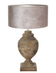 Lampe vase bois abat-jour argenté-7070B