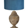 Lampe bois abat-jour velours bleu-7076B