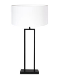 Lampe rectangulaire abat-jour blanc noir-7098ZW