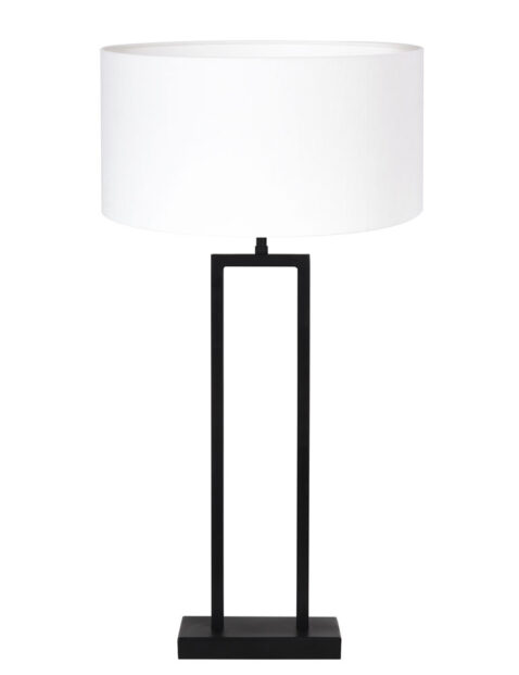 Lampe rectangulaire abat-jour blanc noir-7098ZW