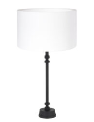 Pied de lampe chandelier noir abat-jour blanc-8269ZW
