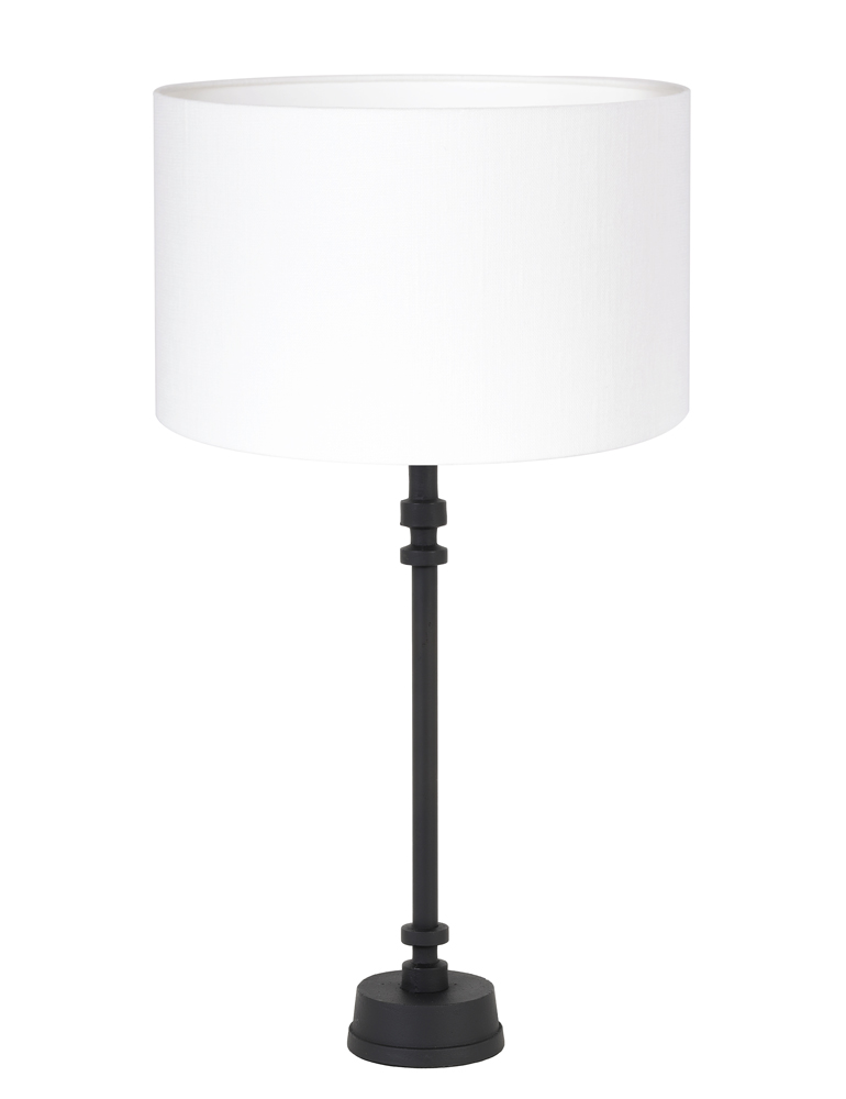 Pied de lampe en forme de chandelier Light & Living Howell noir et abat-jour  blanc 