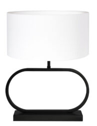 Lampe de table noir ovale abat-jour blanc-8314ZW