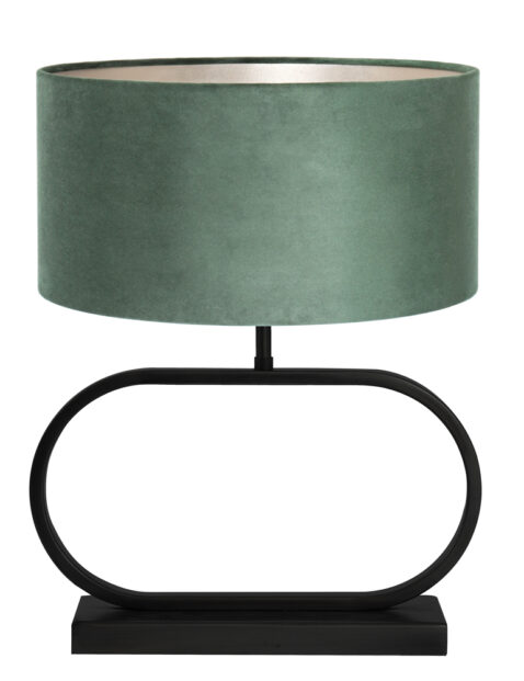 Pied de lampe noir abat-jour velours vert-8316ZW