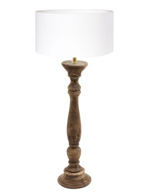 Lampe scandinave bois abat-jour blanc-8354BE
