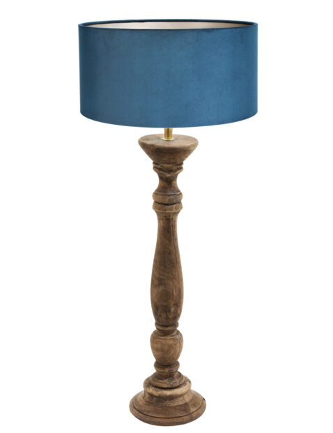 Lampe bois abat-jour bleu-8358BE