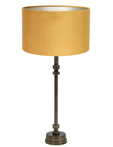 Pied de lampe bronze abat-jour jaune-8390BR