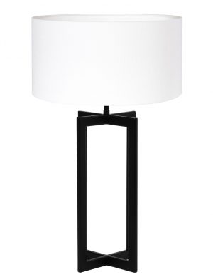 Lampe cadre noir abat-jour blanc-8452ZW