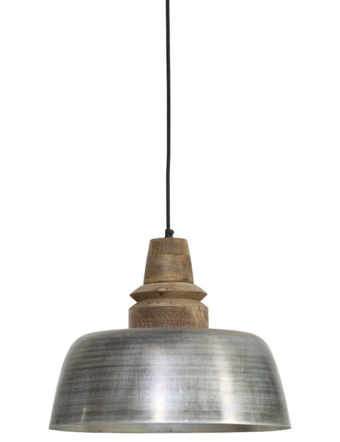 Zilveren-hanglamp-met-houten-opzetstuk