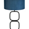 Lampe base circulaire noire abat-jour bleu-7077ZW