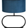 Lampe noire base ovale abat-jour bleu-7107ZW