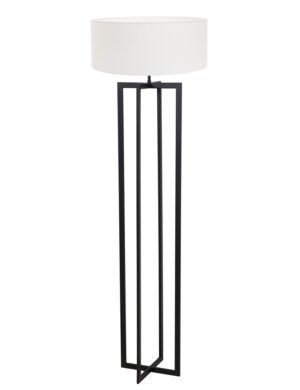 Lampadaire noir abat-jour blanc-8285ZW
