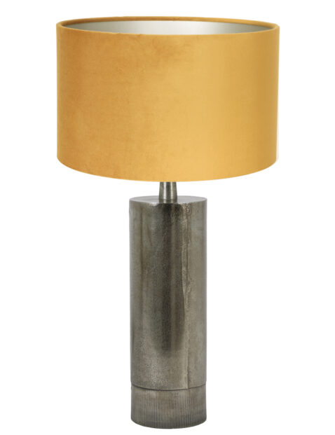 Lampe de table dorée abat-jour velours bleu-8418ZW