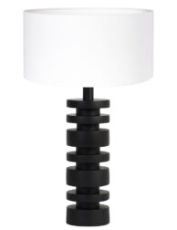 Lampe de table design noir abat-jour lin blanc-8438ZW