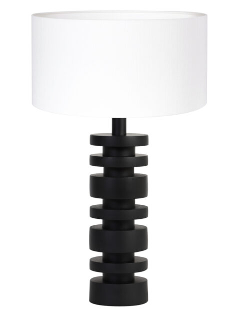 Lampe de table design noir abat-jour lin blanc-8438ZW