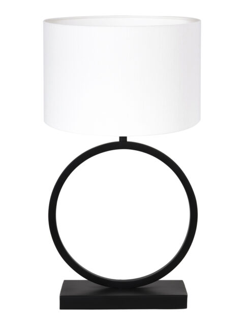 Lampe ronde abat-jour lin blanc-8482ZW