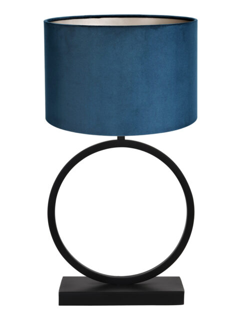 Lampe cercle abat-jour velours bleu-8484ZW