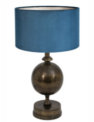 Lampe à poser bronzz abat-jour velours bleu-7007BR
