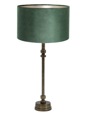 Pied de lampe bronze abat-jour vert-8387BR