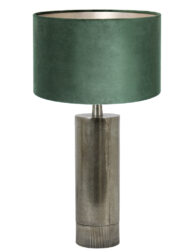 Lampe argentée abat-jour velours vert-8415ZW