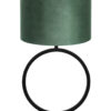 Pied de lampe rond noir abat-jour velours vert-8478ZW