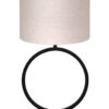 Lampe de table ronde noire abat-jour lin beige-8483ZW