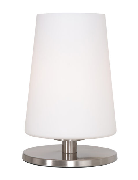 Lampe de table acier abat-jour en verre blanc-3101ST