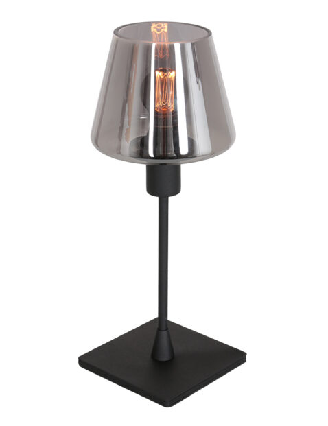 Lampe de table abat-jour verre fumé noir-3102ZW